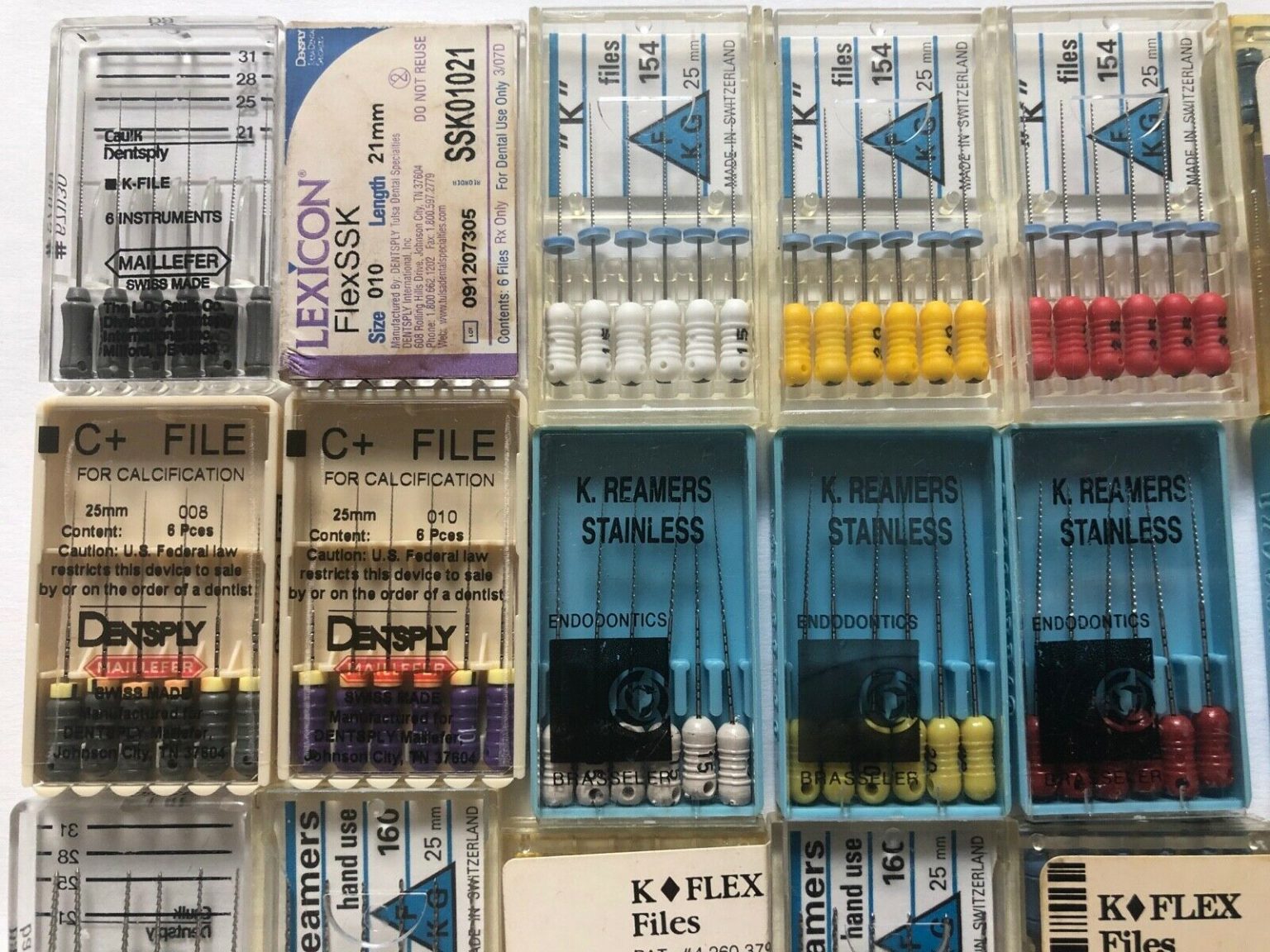Brasseler, KERR Hand K Files, Reamers Sizes 08110 Lot Of 33 Packs All NEW. Store Of Equipment