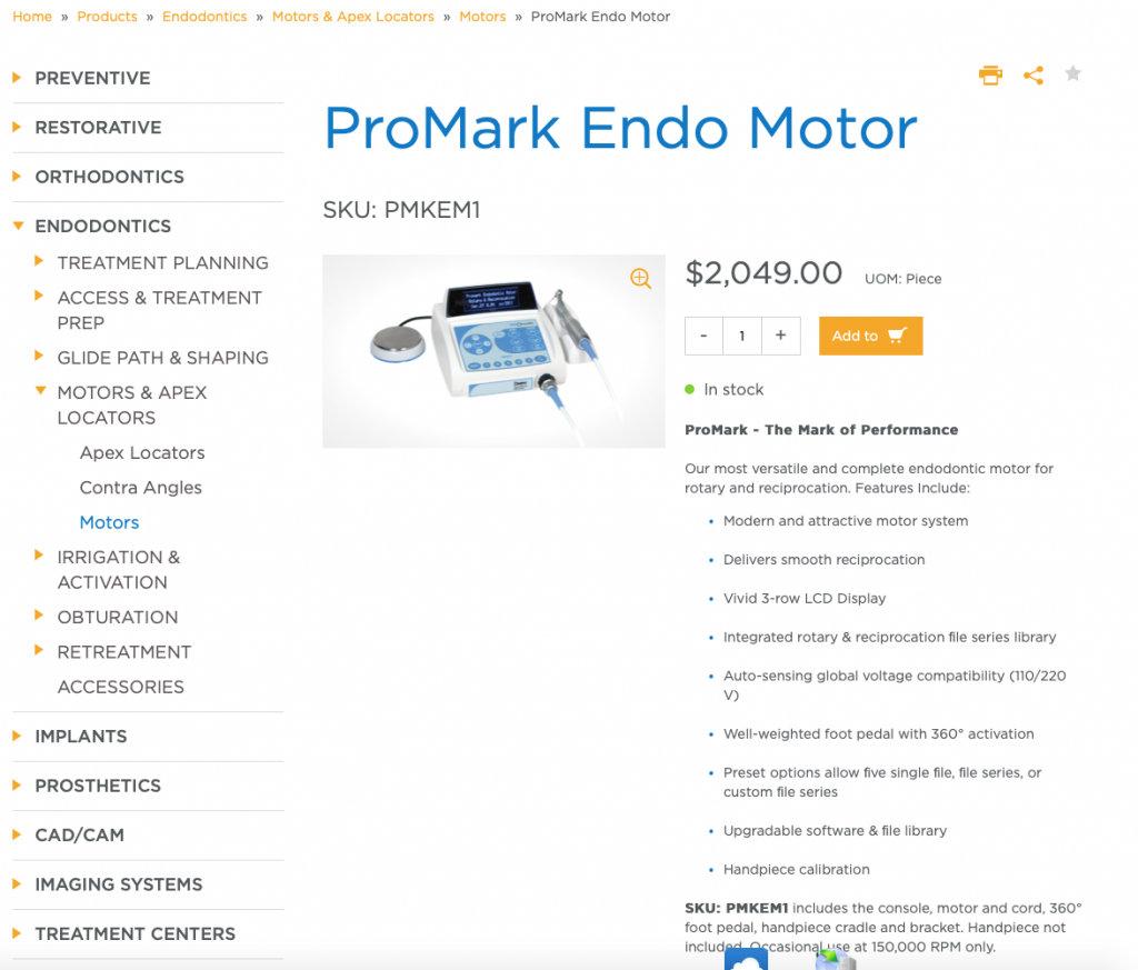 ProMark Endo Motor With Hand Piece With 1Y Warranty, 30 WaveOne Gold